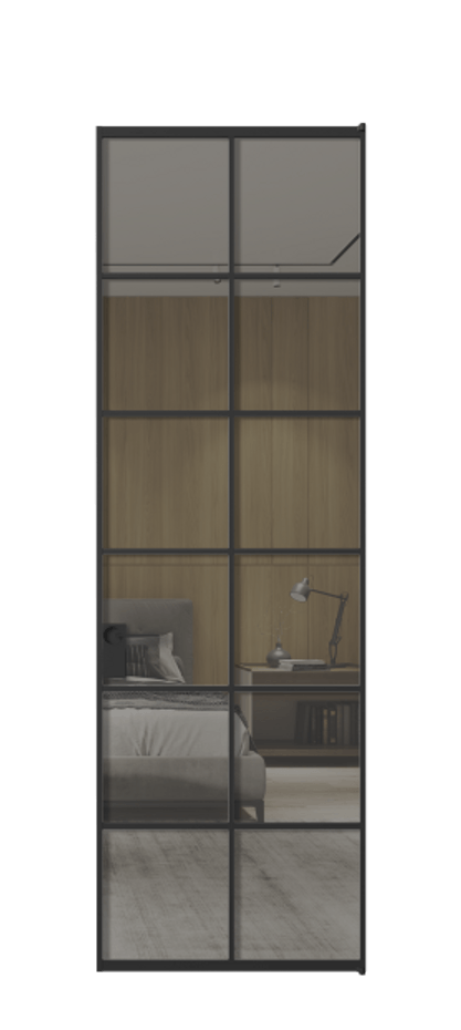 Алюминиевая дверь АЛПЛ040.05 Алюминий Черный Рефлективное серое стекло "Стопсол", калёное Цена 130930  | Volhovec