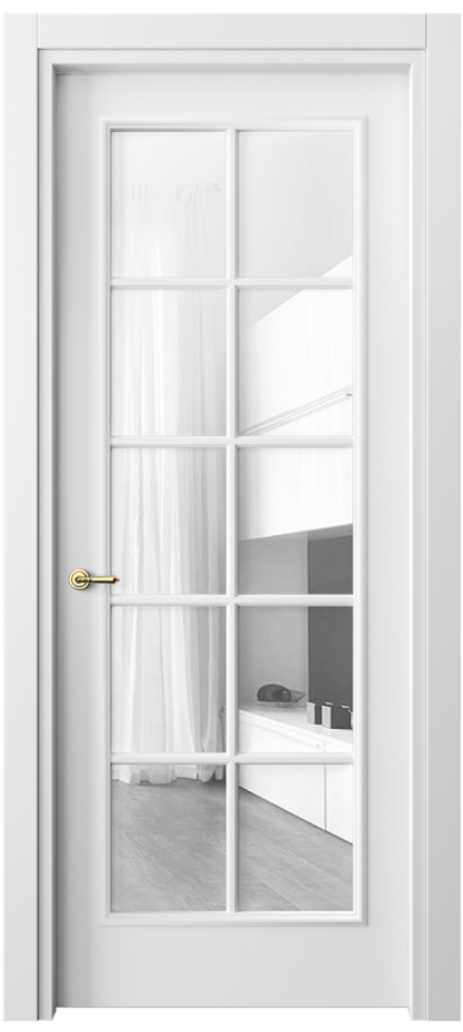 Межкомнатная дверь Париж 8102 Матовый белоснежный Прозрачное стекло Цена 76999 ₽| Volhovec