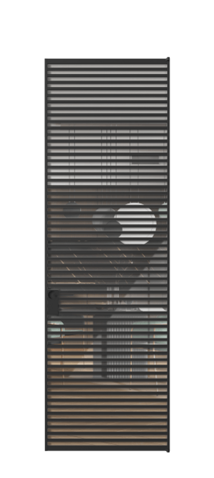 Алюминиевая дверь АЛПЛ040.07 Алюминий Черный Рефлективное прозрачное стекло "Стопсол", калёное Цена 192770  | Volhovec