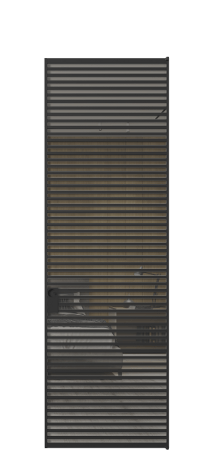 Алюминиевая дверь АЛПЛ040.07 Алюминий Черный Рефлективное серое стекло "Стопсол", калёное Цена 192770  | Volhovec