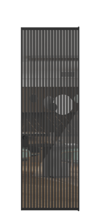 Алюминиевая дверь АЛПЛ040.06 Алюминий Черный Рефлективное прозрачное стекло "Стопсол", калёное Цена 192770  | Volhovec