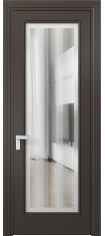 Межкомнатная дверь Рокка 8300 Матовый антрацит Сатинированное с гравировкой "Каннелюры", триплекс Цена 91899 ₽ | Volhovec