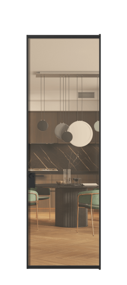 Алюминиевая дверь АЛПЛ040.01 Алюминий Черный Прозрачное оранжевое стекло, триплекс Цена 115570  | Volhovec