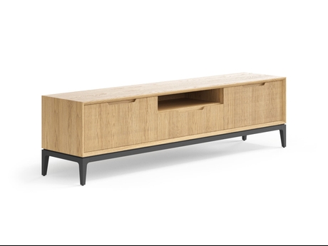 Мебель ТВ тумба Вельвет. Цвет Дуб соломенный матовый. Материал Массив дуба матовый. Коллекция ТВ тумба Вельвет. Картинка.