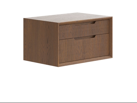 Мебель Тумба подвесная прикроватная Вельвет 2 ящика. Цвет Дуб каштановый матовый. Материал Массив дуба матовый. Коллекция Тумба подвесная прикроватная Вельвет 2 ящика. Картинка.