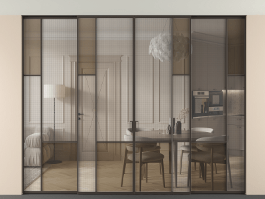 Перегородка Mosaic внутри проема четырёхстворчатая в потолок #VENDORCODE# #FURNISH# #GLASS# Цена #PRICE# #CURRENCY# | Volhovec