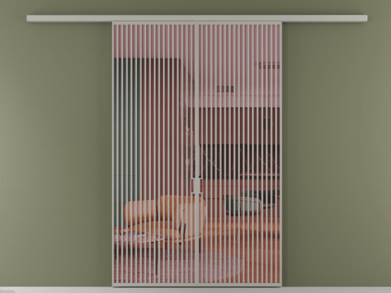 Алюминевая перегородка АЛПР 040.06_АНСР_ПРОЗ РОЗ_new. Цвет Алюминий нейтральный серый. Материал Алюминий в эмали. Коллекция Перегородка Формато вдоль стены 2 створки. Картинка.