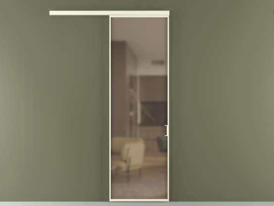 Алюминевая перегородка АЛПР 040.01_АМБ_Бронза сатин триплекс_new. Цвет Алюминий молочно-белый. Материал Алюминий в эмали. Коллекция Перегородка Формато вдоль стены 1 створка. Картинка.