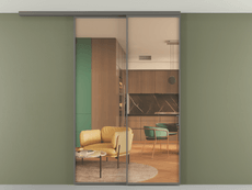 Перегородка Формато вдоль стены на потолок 2 створки с синхронным механизмом