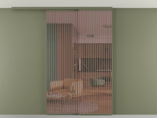 Перегородка Формато вдоль стены на потолок 2 створки с синхронным механизмом