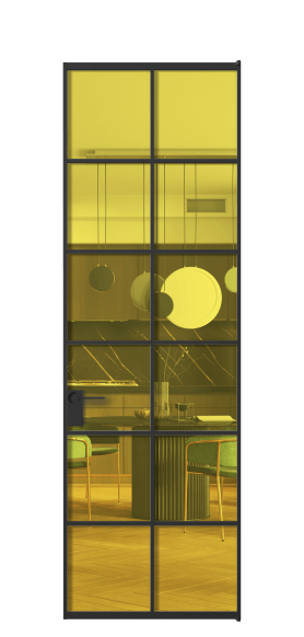 Дверь межкомнатная АЛПЛ040.05 ПРОЗ ЖЕЛ ЧЕР. Цвет Алюминий Черный. Материал Алюминий. Коллекция Формато. Картинка.