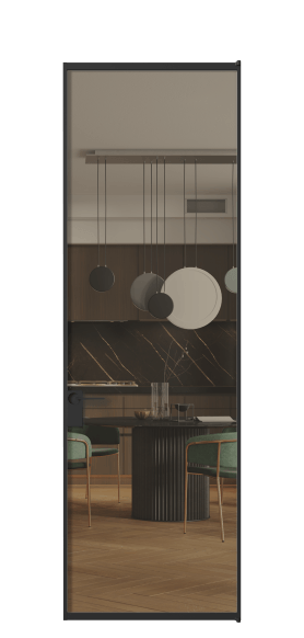 Дверь межкомнатная АЛПЛ040.01 Бронза триплекс ЧЕР. Цвет Алюминий Черный. Материал Алюминий. Коллекция Формато. Картинка.