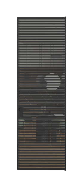 Дверь межкомнатная АЛПЛ040.06 Серый триплекс ЧЕР. Цвет Алюминий Черный. Материал Алюминий. Коллекция Формато. Картинка.