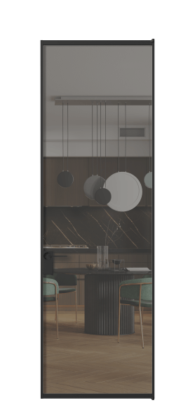 Дверь межкомнатная АЛПЛ040.01 Серый триплекс ЧЕР. Цвет Алюминий Черный. Материал Алюминий. Коллекция Формато. Картинка.